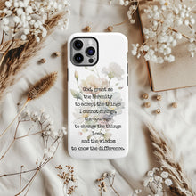 Load image into Gallery viewer, Serenity Prayer Watercolor Floral TOUGH Protective iPhone Case
