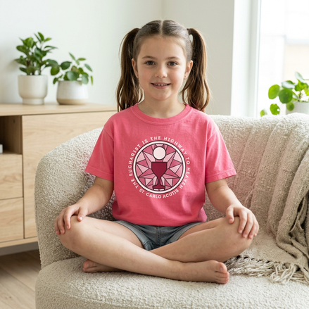 St Carlo Acutis: Eucharist is the Highway to Heaven - YOUTH Comfort Colors® Shirt