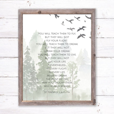 You Will Teach Them to Fly - St. Teresa of Calcutta - Printable Wall Art
