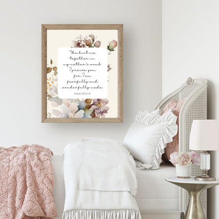 Fearfully and Wonderfully Made: Psalm 139 - Floral Printable Wall Art