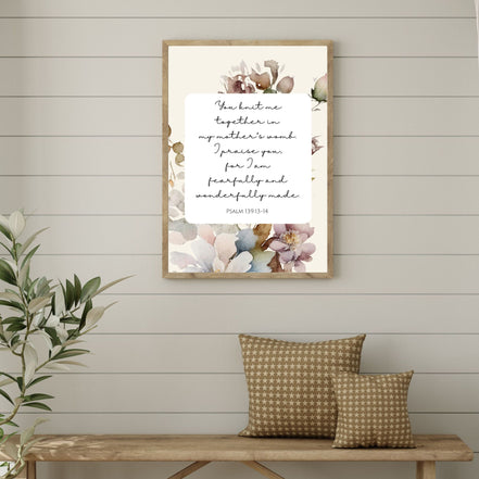 Fearfully and Wonderfully Made: Psalm 139 - Floral Printable Wall Art