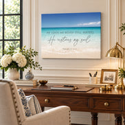 Psalm 23 - He Restores My Soul - Ocean - Horizontal Canvas Art Print