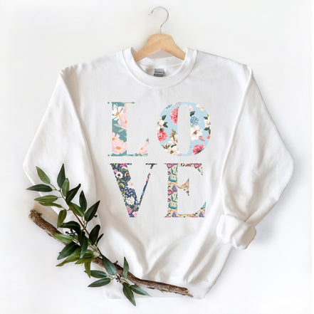 Love Floral Letters Sweatshirt