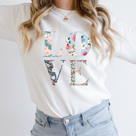 Love Floral Letters Sweatshirt
