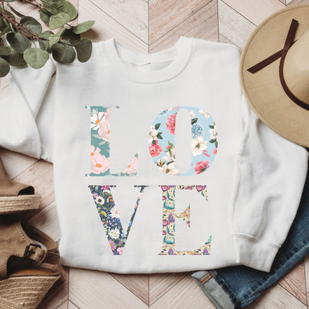 Love Floral Letters Sweatshirt