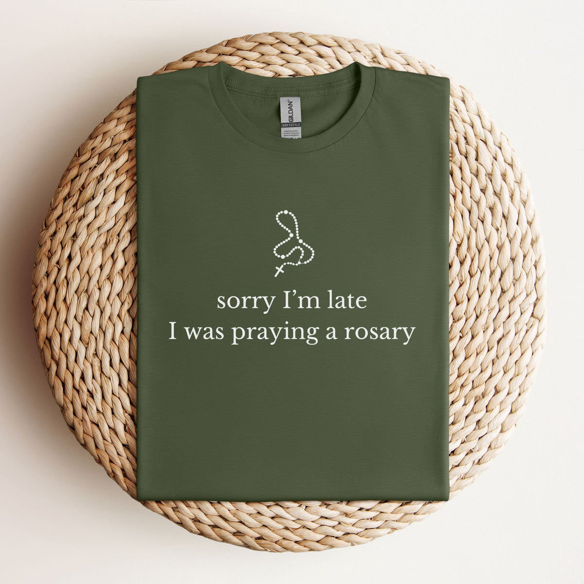Sorry I'm Late, I Was Praying a Rosary - Funny T-Shirt