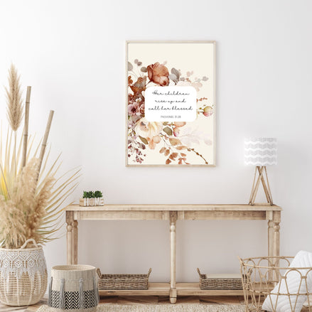 Christian Floral Motherhood Bible Verses:  Set of Printable Wall Art