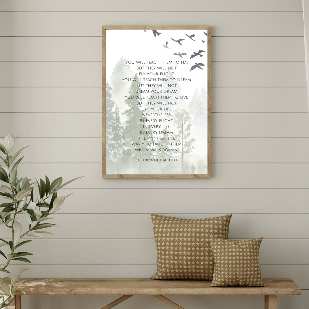 You Will Teach Them to Fly - St. Teresa of Calcutta - Printable Wall Art