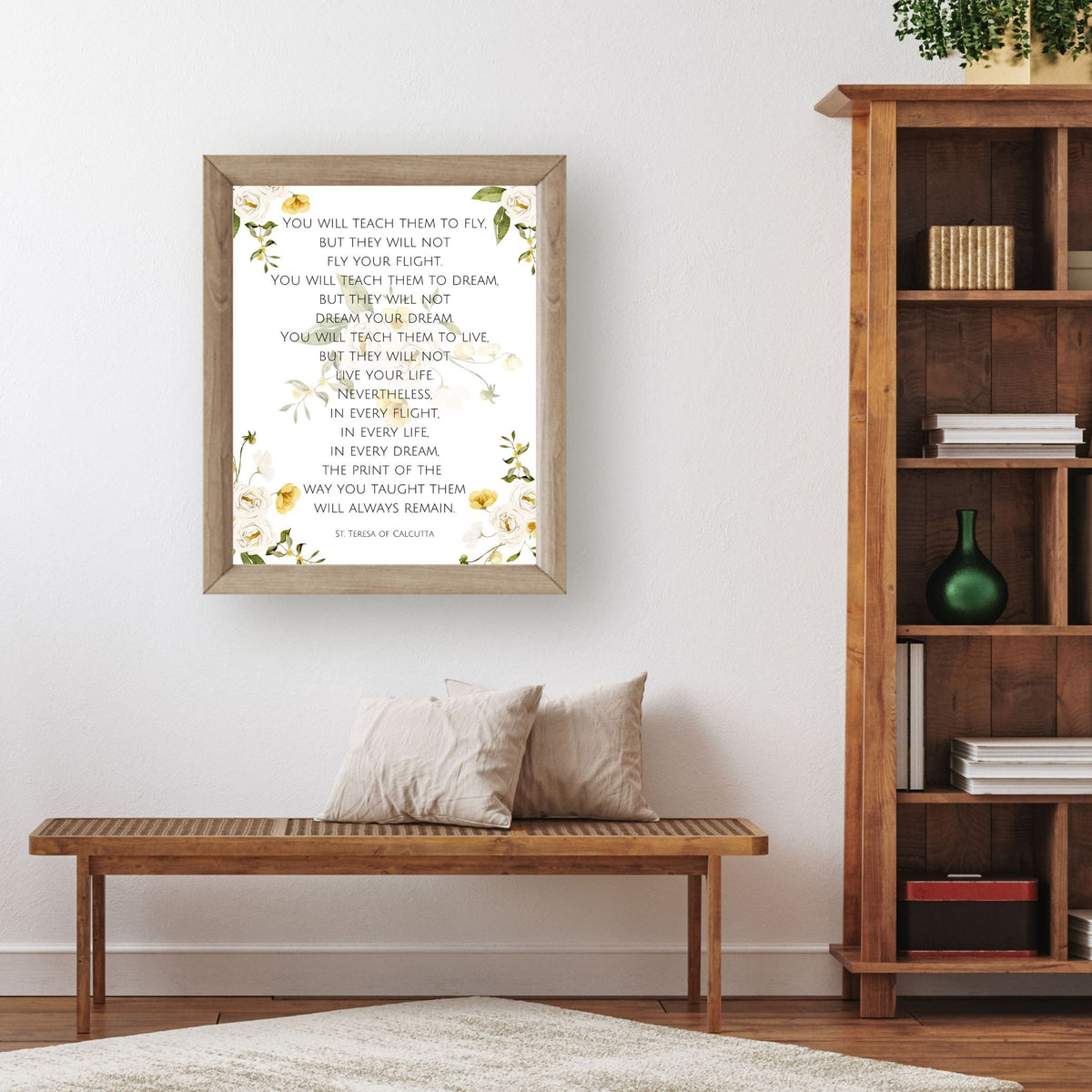 You Will Teach Them to Fly: Mother Teresa - Floral Printable Wall Art