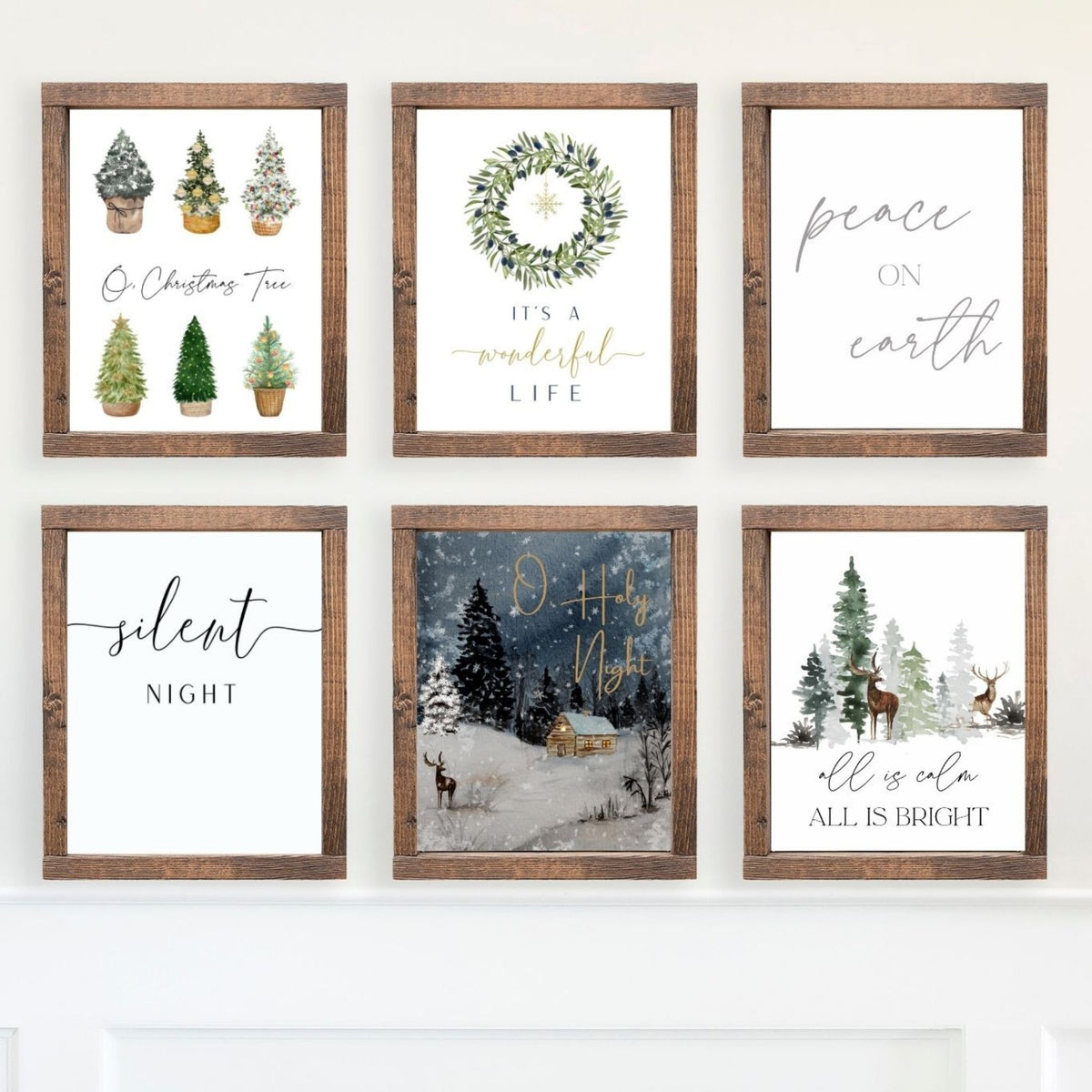 Christmas Printable Art Bundle - Set of 8 Printable Designs