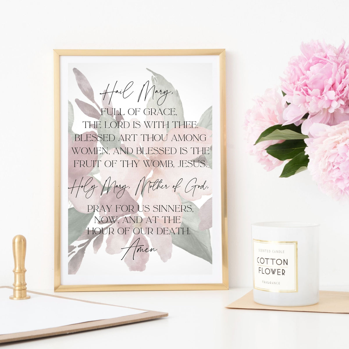 Hail Mary - Floral - Printable Wall Art