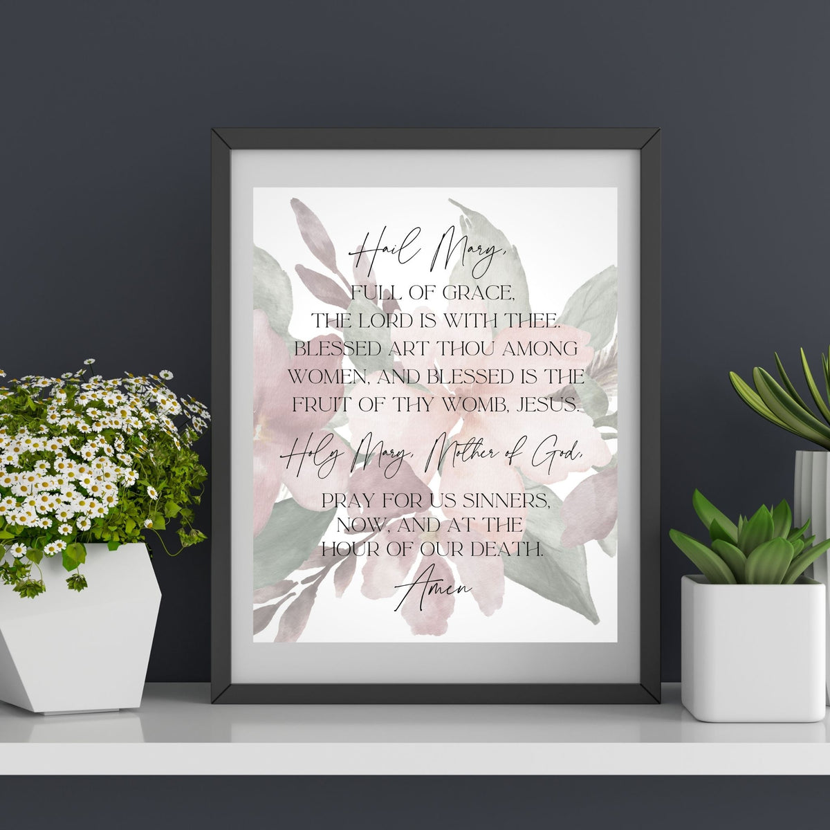 Hail Mary - Floral - Printable Wall Art