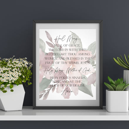 Hail Mary - Floral - Printable Wall Art