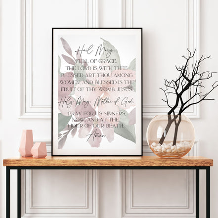 Hail Mary - Floral - Printable Wall Art