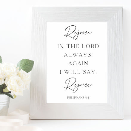 Rejoice in the Lord Always - Philippians 4:4 - Printable Wall Art