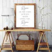 Rejoice in the Lord Always - Philippians 4:4 - Printable Wall Art