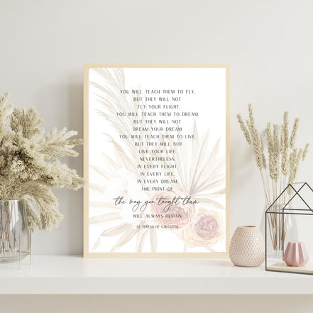 You Will Teach Them to Fly - Boho Floral Printable Wall Art
