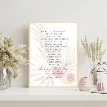 You Will Teach Them to Fly - Boho Floral Printable Wall Art