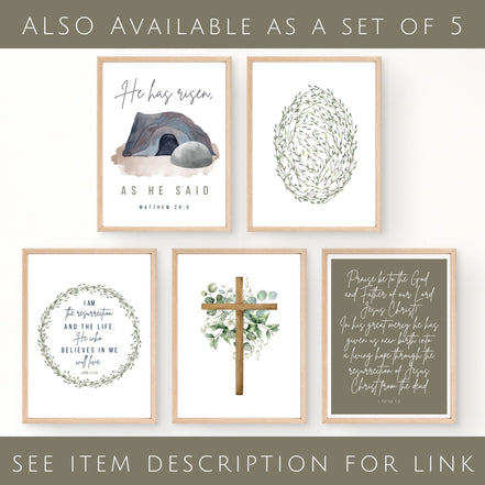 Cross with Greenery - Printable Wall Art