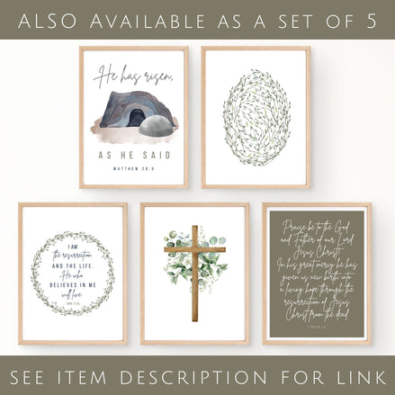 Cross with Greenery - Printable Wall Art