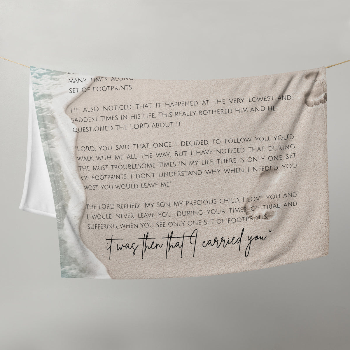 Footprints in the Sand: Minky Throw Blanket