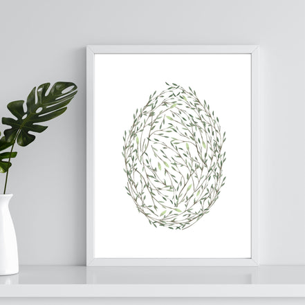 Minimalist Leafy Egg - Printable Wall Art