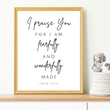 Fearfully and Wonderfully Made - Psalm 139:14 - Printable Wall Art