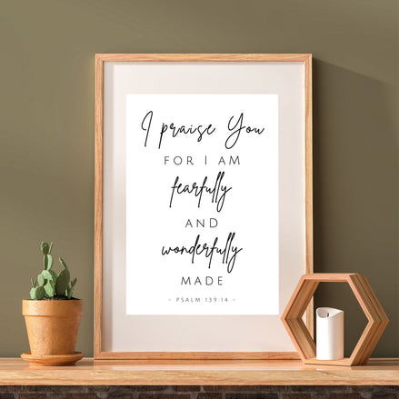 Fearfully and Wonderfully Made - Psalm 139:14 - Printable Wall Art