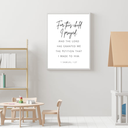 For This Child I Prayed -  Printable Wall Art