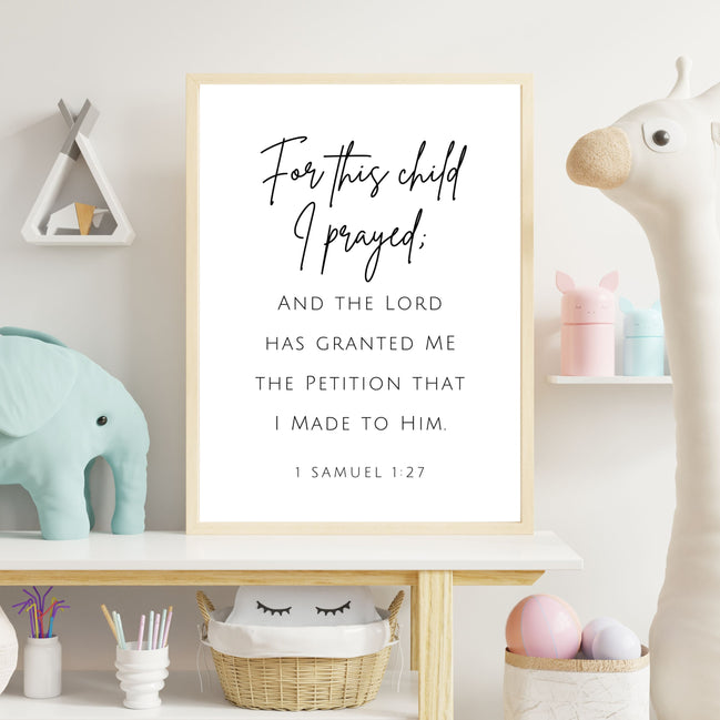 For This Child I Prayed -  Printable Wall Art