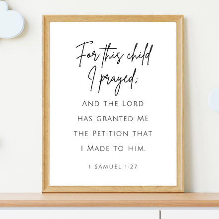 For This Child I Prayed -  Printable Wall Art