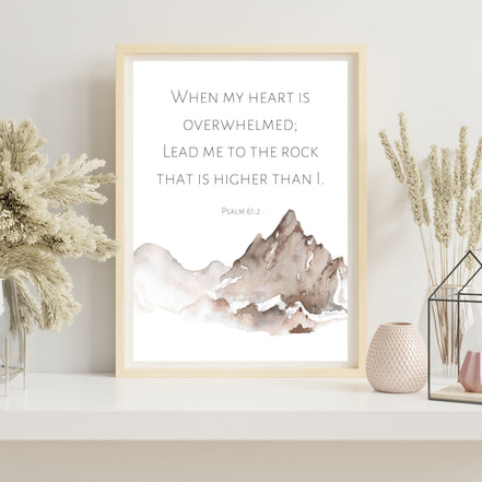 Lead Me to The Rock That is Higher Than I: Psalm 61:2 - Printable Wall Art
