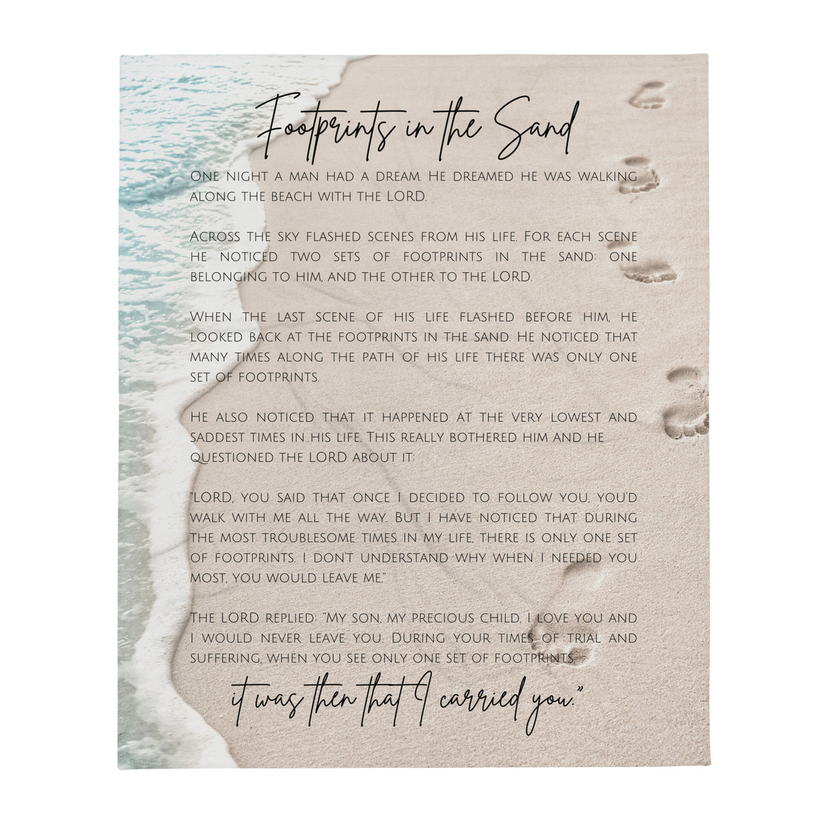 Footprints in the Sand: Minky Throw Blanket
