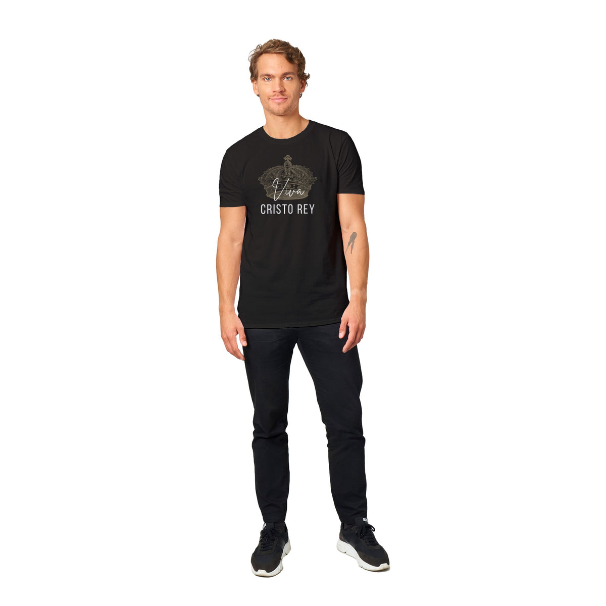 Viva Cristo Rey: Black Crewneck T-Shirt