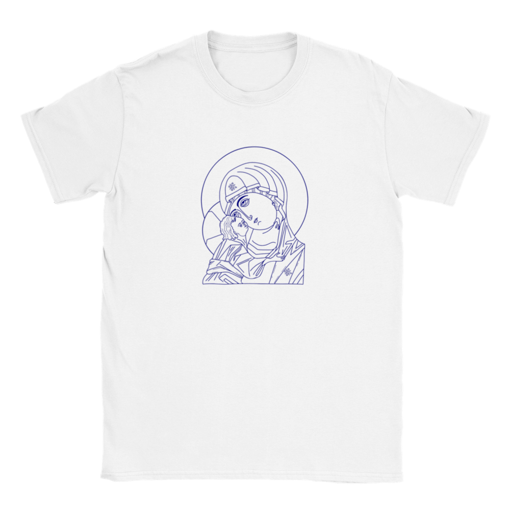Icon of the Blessed Mother and the Child Jesus Crewneck T-Shirt