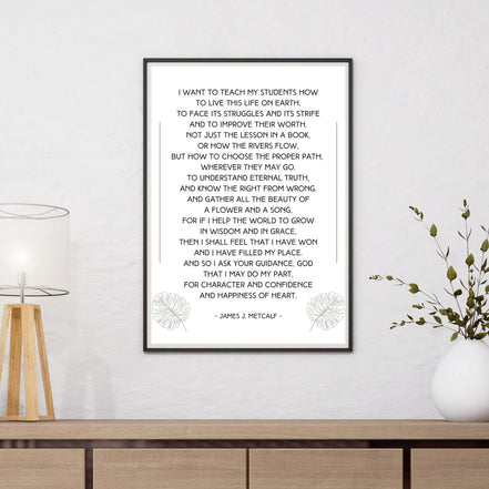 Teacher's Prayer - Printable Wall Art