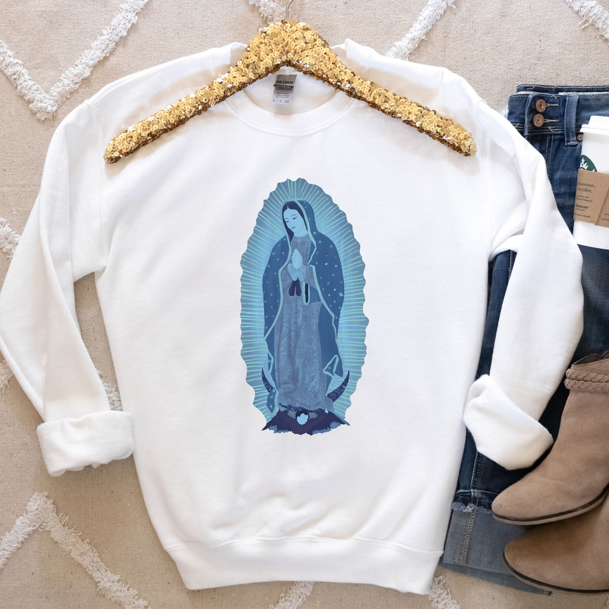 Our Lady of Guadalupe Sweatshirt in Blues or Pinks