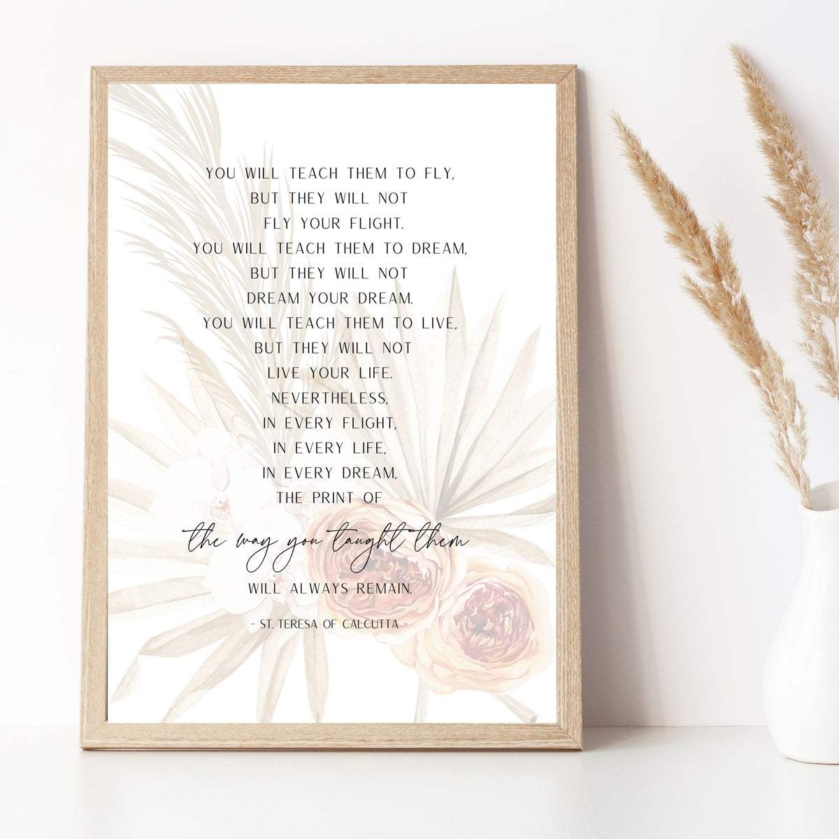 You Will Teach Them to Fly - Boho Floral Printable Wall Art