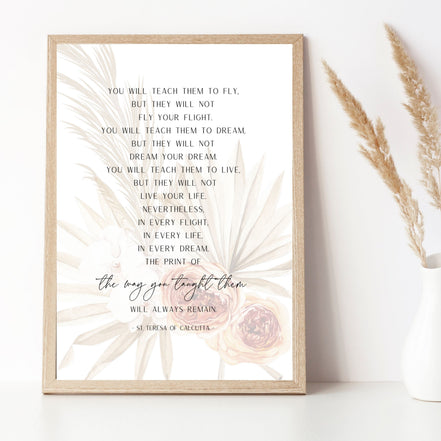 You Will Teach Them to Fly - Boho Floral Printable Wall Art